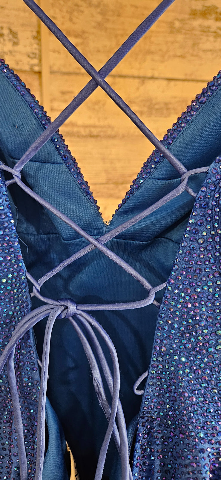 ROYAL BLUE BEADED LONG EVENING