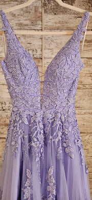 LAVENDER/FLORAL A LINE GOWN
