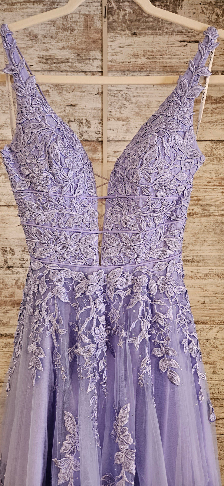 LAVENDER/FLORAL A LINE GOWN