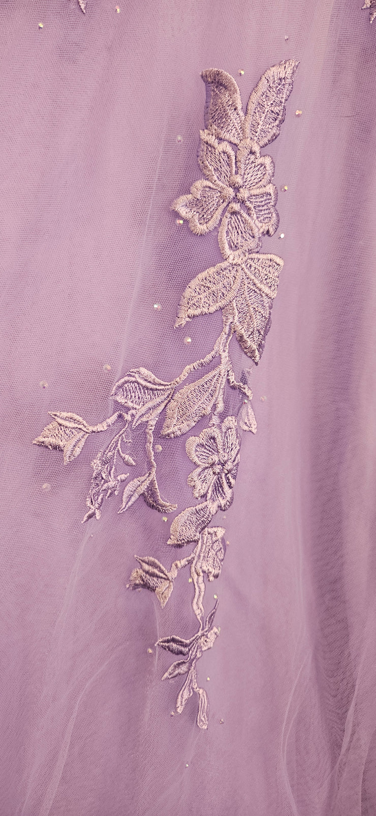 LAVENDER/FLORAL A LINE GOWN