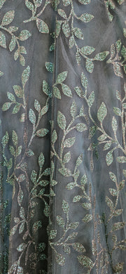 GREEN SPARKLY A LINE GOWN