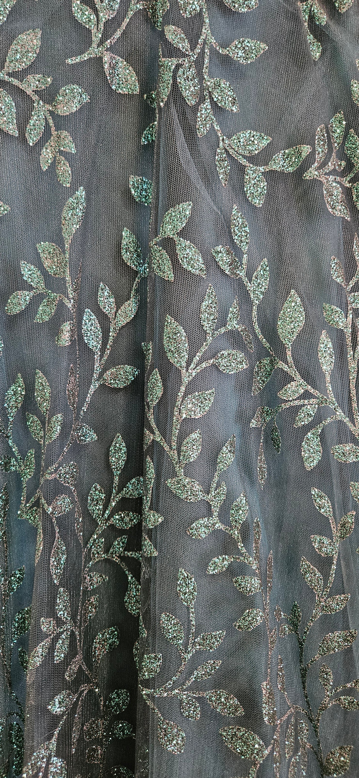 GREEN SPARKLY A LINE GOWN