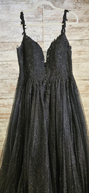 BLACK SPARKLY A LINE GOWN -NEW