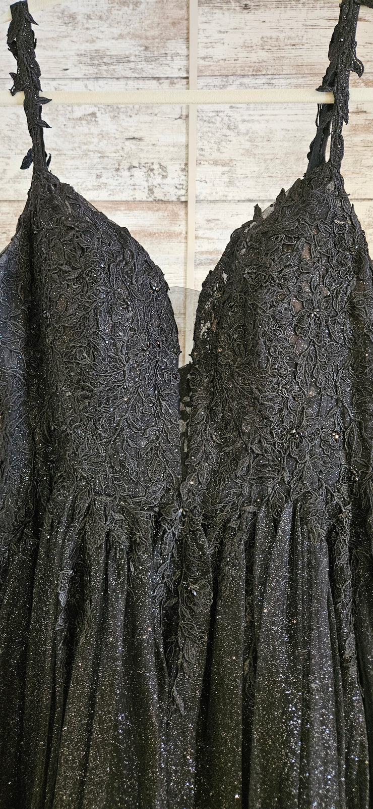 BLACK SPARKLY A LINE GOWN -NEW