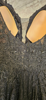 BLACK SPARKLY A LINE GOWN -NEW