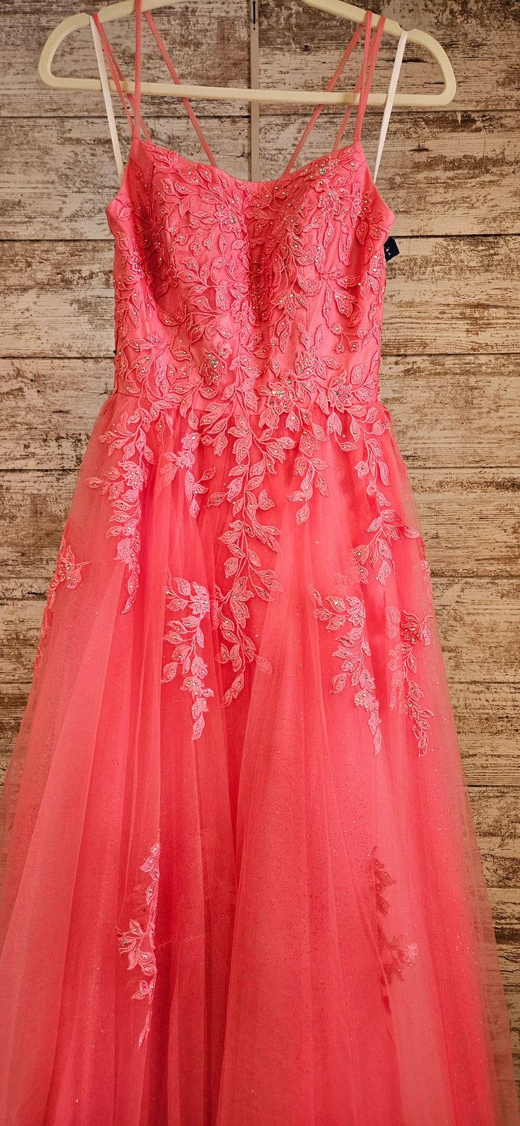 PINK/FLORAL A LINE GOWN