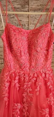 PINK/FLORAL A LINE GOWN