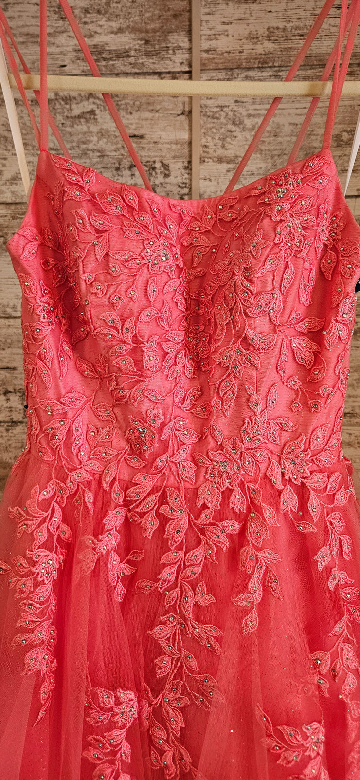 PINK/FLORAL A LINE GOWN