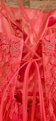 PINK/FLORAL A LINE GOWN