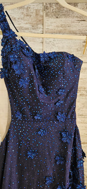 NAVY/FLORAL SPARKLY LONG DRESS