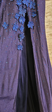 NAVY/FLORAL SPARKLY LONG DRESS