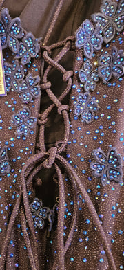 NAVY/FLORAL SPARKLY LONG DRESS