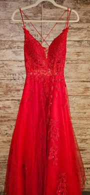 RED/FLORAL A LINE GOWN