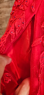 RED/FLORAL A LINE GOWN