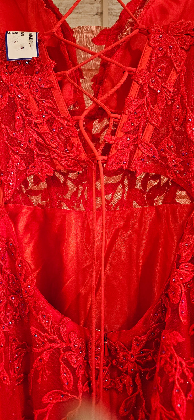 RED/FLORAL A LINE GOWN