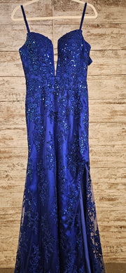 ROYAL BLUE/FLORAL LONG DRESS