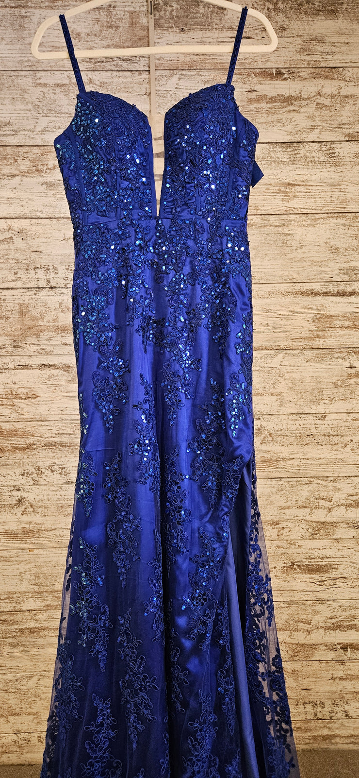 ROYAL BLUE/FLORAL LONG DRESS