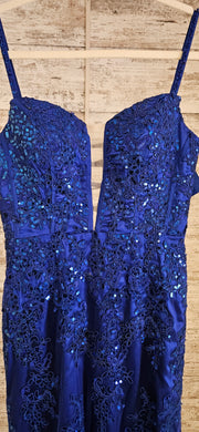 ROYAL BLUE/FLORAL LONG DRESS