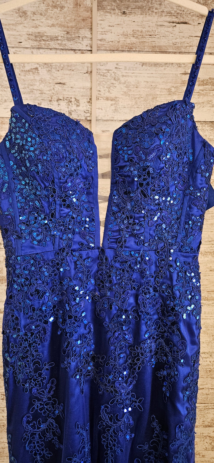 ROYAL BLUE/FLORAL LONG DRESS