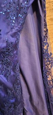ROYAL BLUE/FLORAL LONG DRESS