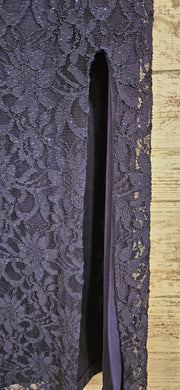 NAVY LACE LONG EVENING GOWN