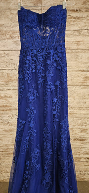 ROYAL BLUE/FLORAL LONG DRESS