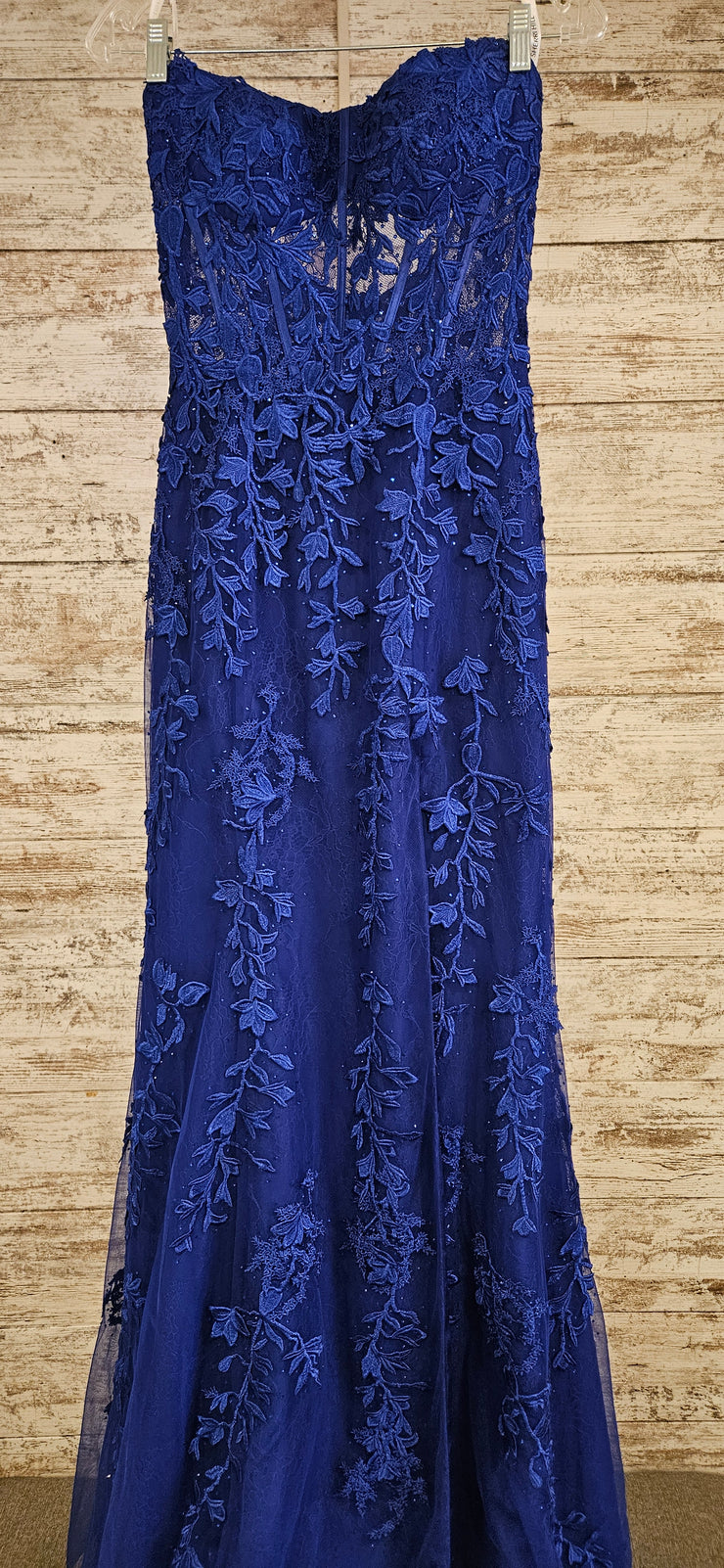 ROYAL BLUE/FLORAL LONG DRESS