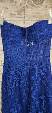 ROYAL BLUE/FLORAL LONG DRESS