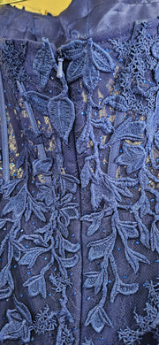 ROYAL BLUE/FLORAL LONG DRESS