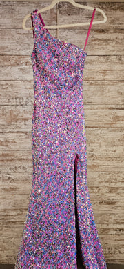 BLUE/PINK SEQUIN LONG DRESS