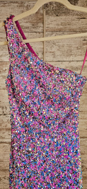 BLUE/PINK SEQUIN LONG DRESS
