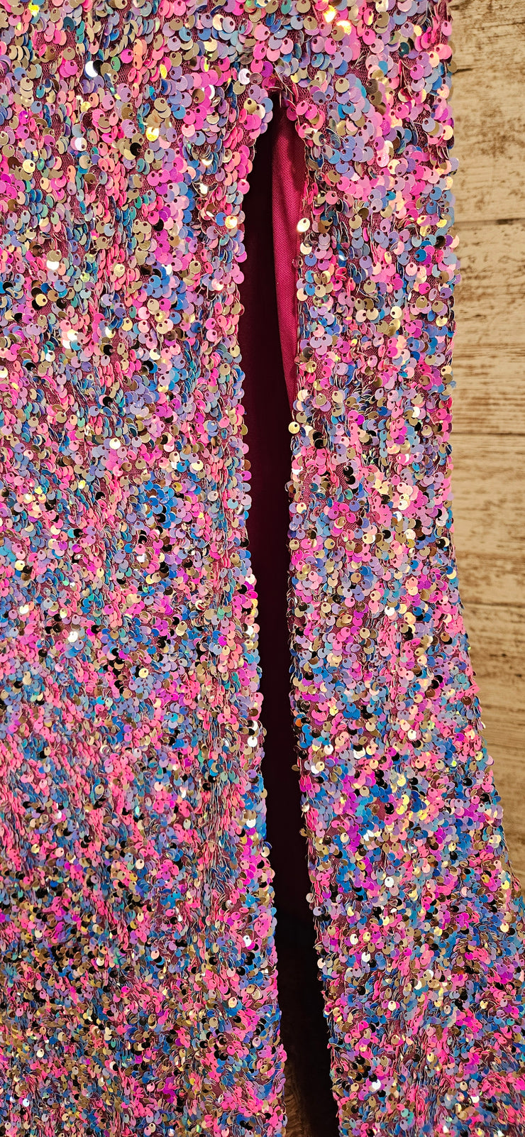 BLUE/PINK SEQUIN LONG DRESS