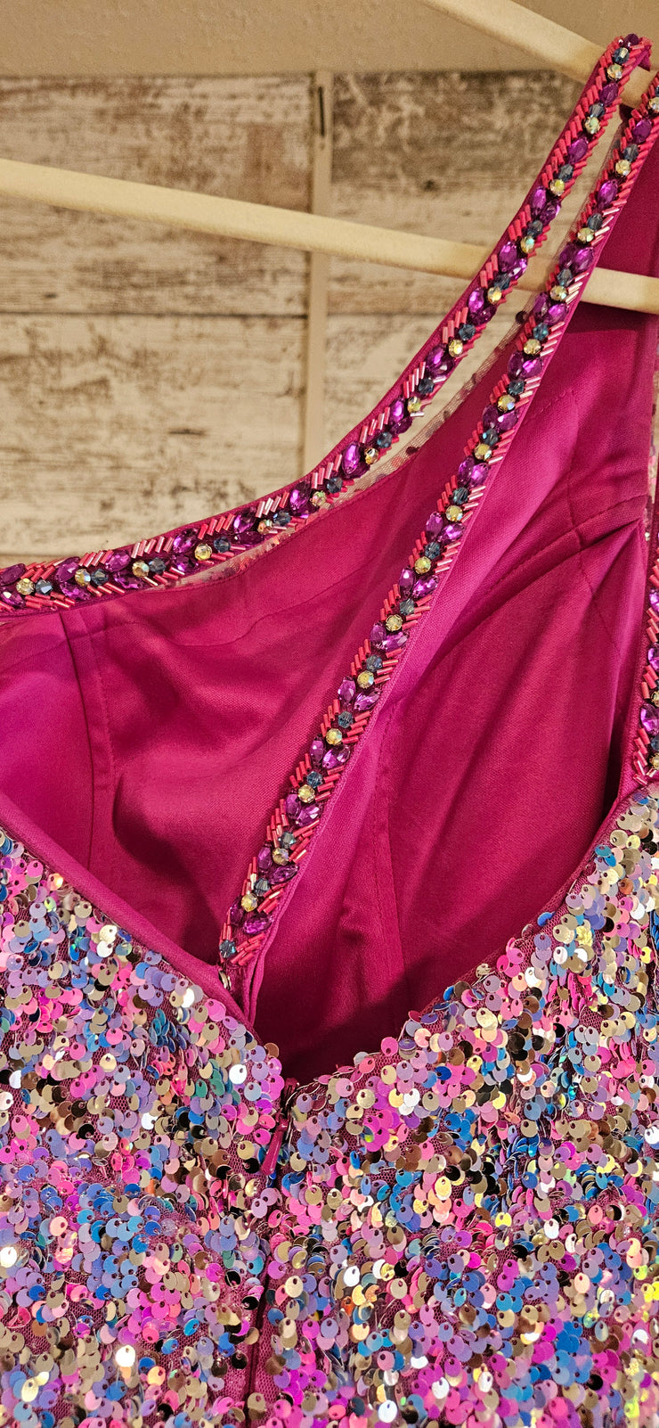 BLUE/PINK SEQUIN LONG DRESS