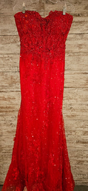 RED/FLORAL LONG EVENING GOWN