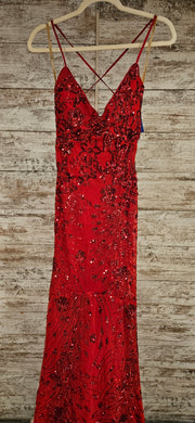 RED SPARKLY LONG EVENING GOWN