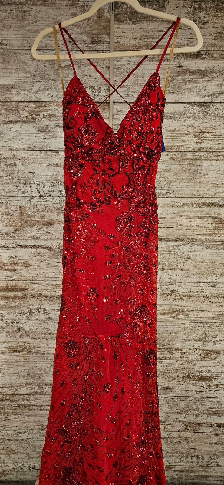 RED SPARKLY LONG EVENING GOWN