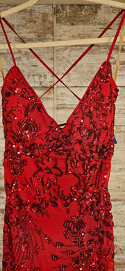RED SPARKLY LONG EVENING GOWN