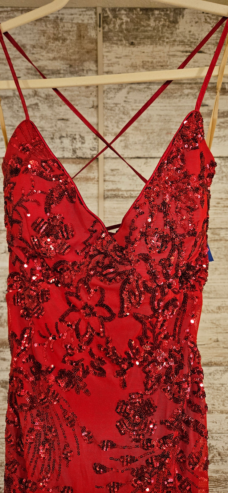 RED SPARKLY LONG EVENING GOWN