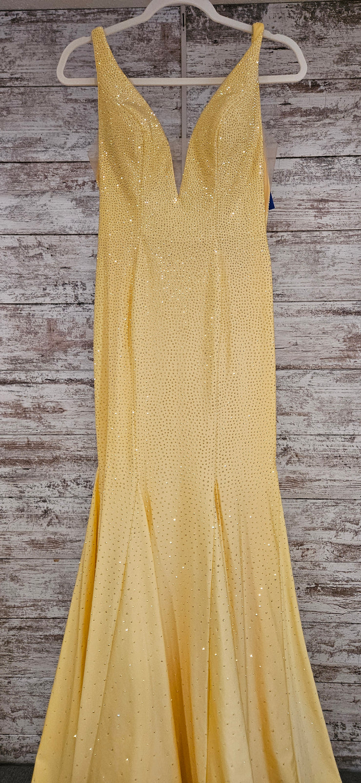 YELLOW BEADED MERMAID GOWN
