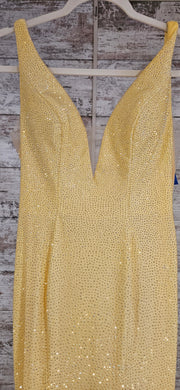 YELLOW BEADED MERMAID GOWN