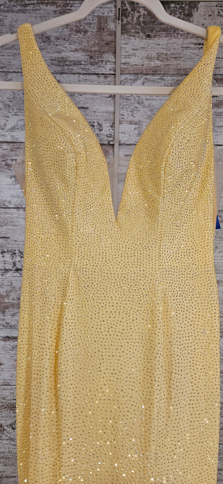 YELLOW BEADED MERMAID GOWN