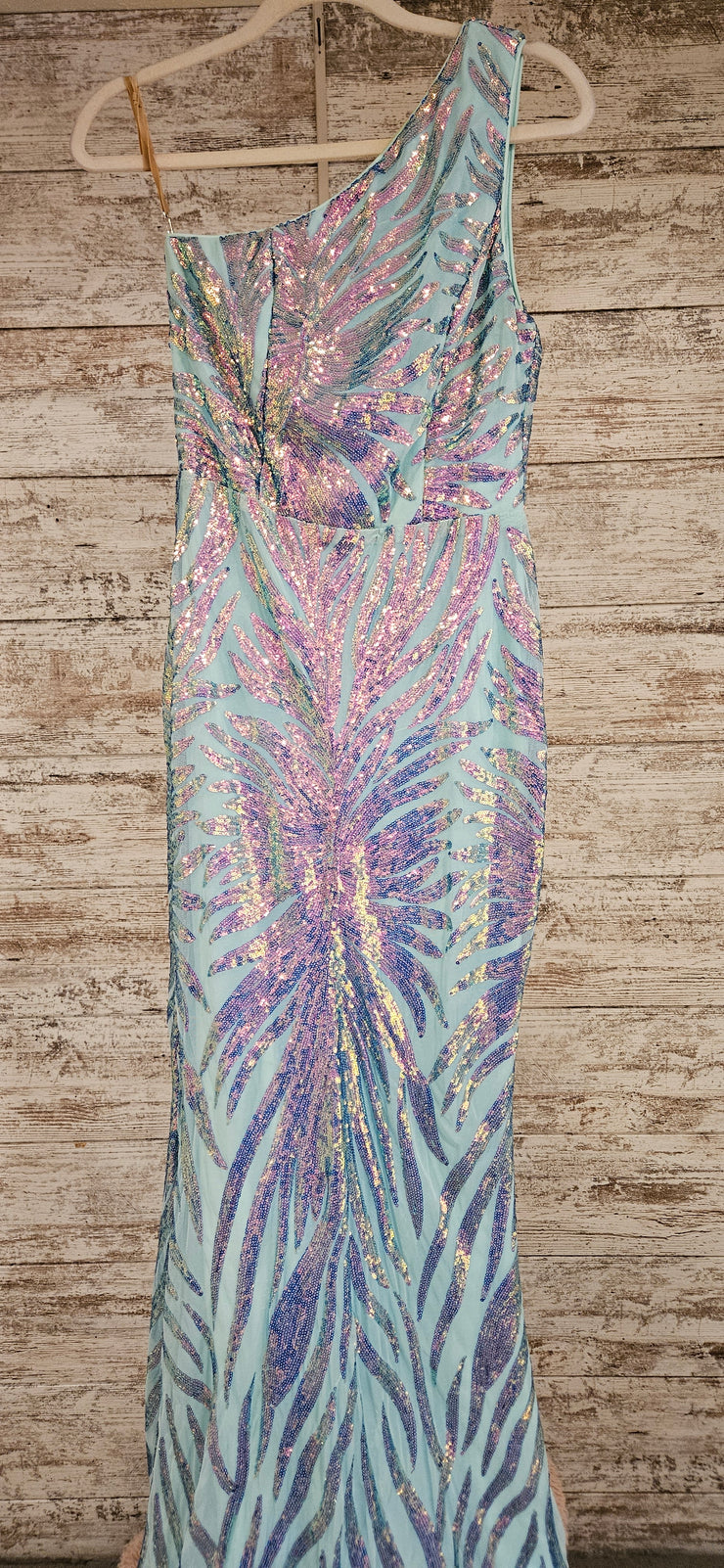 TURQUOISE/BLUE SEQUIN LONG DRE