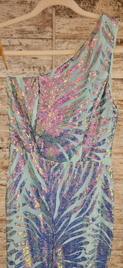 TURQUOISE/BLUE SEQUIN LONG DRE
