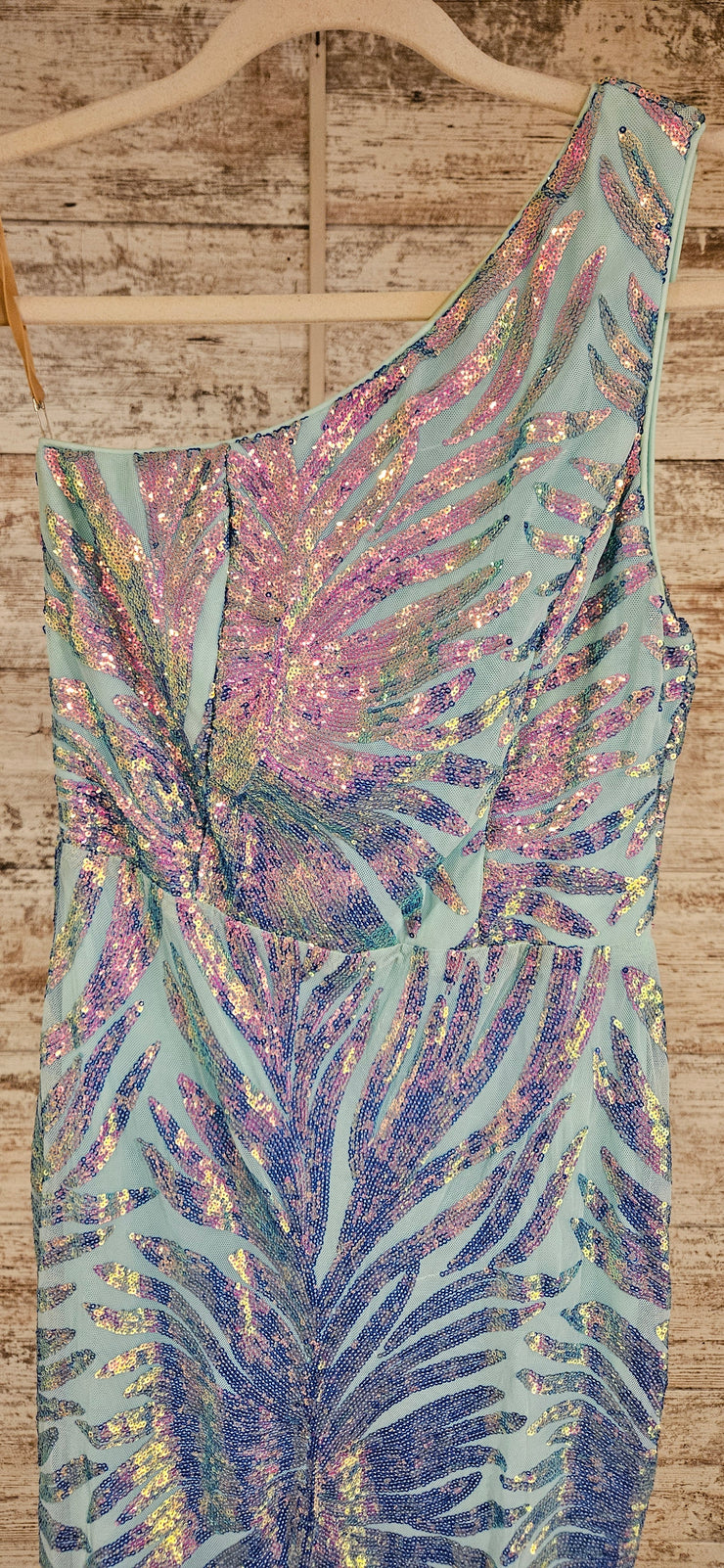 TURQUOISE/BLUE SEQUIN LONG DRE