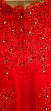 RED/FLORAL MERMAID GOWN`