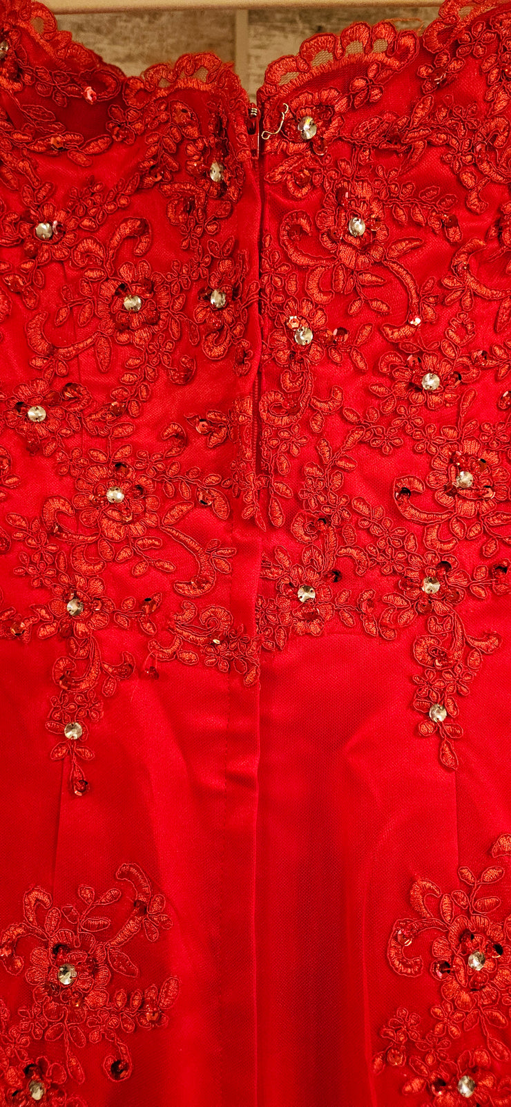 RED/FLORAL MERMAID GOWN`