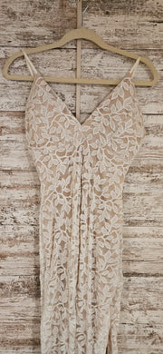 WHITE/NUDE SPARKLY LONG DRESS