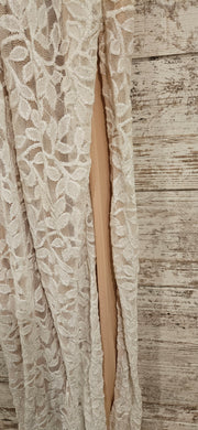 WHITE/NUDE SPARKLY LONG DRESS