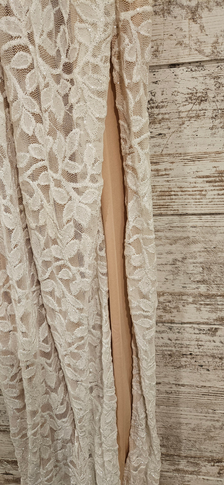 WHITE/NUDE SPARKLY LONG DRESS