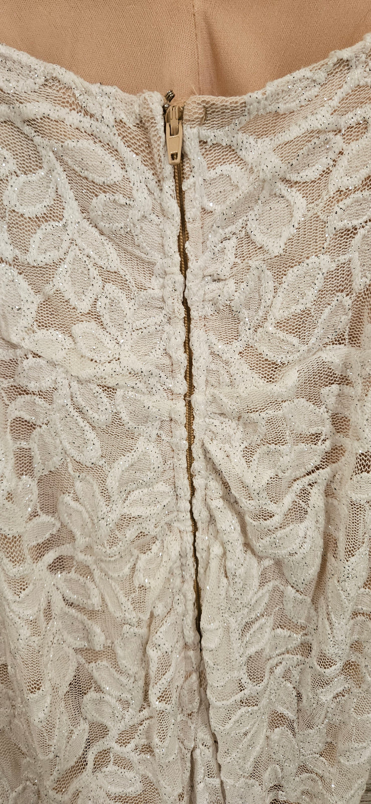 WHITE/NUDE SPARKLY LONG DRESS